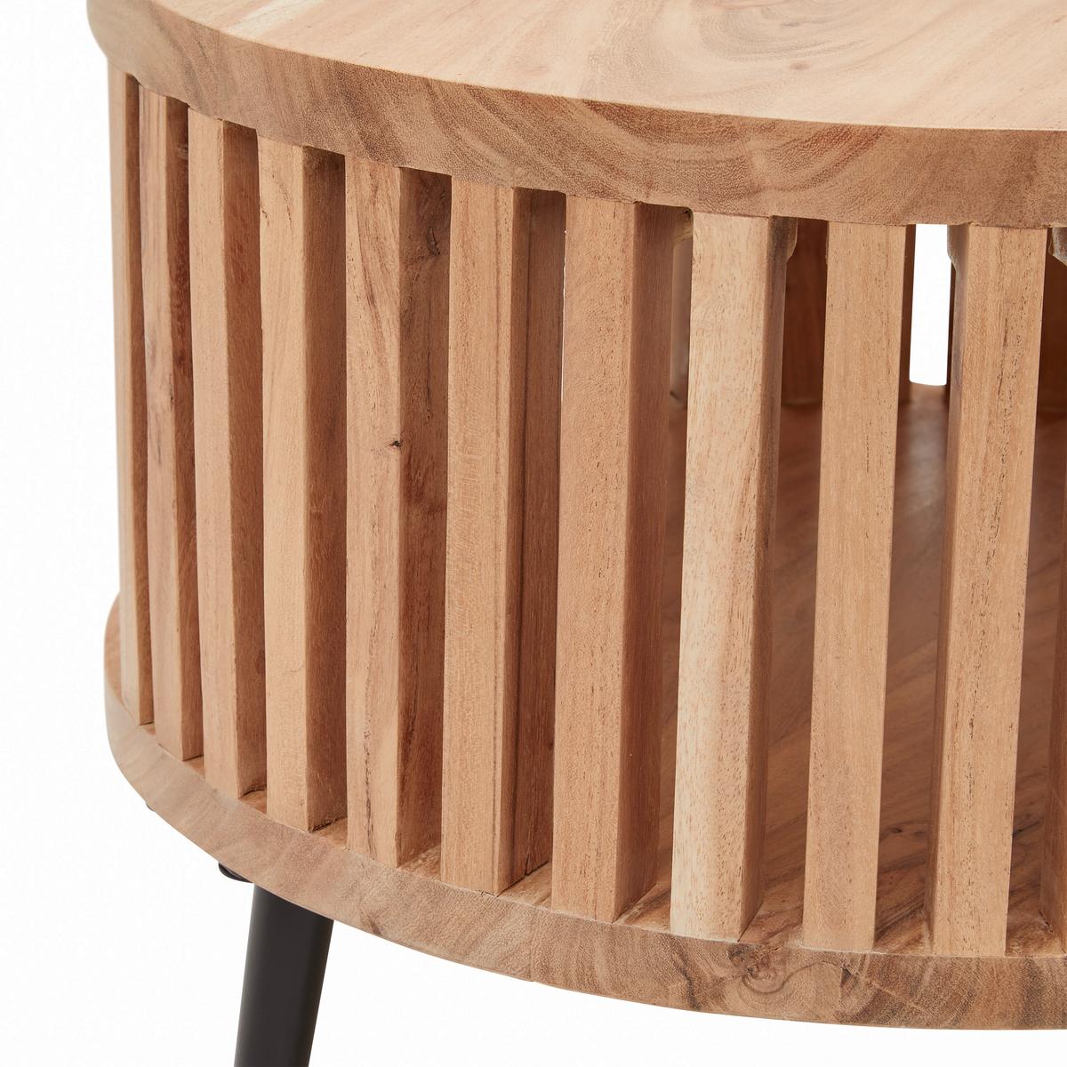 PRÍRUČNÝ STOLÍK MADDI -TREND- - čierna/prírodná farba, Lifestyle, kov/drevo (50/40/50cm) - Mömax