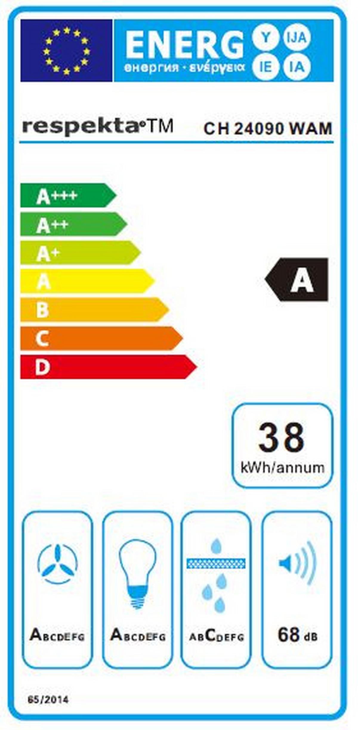 Dunstabzugshaube Respekta Hera BxHxT: 89,5x74,2-109,2x38,5 cm - Weiß, Trend, Glas/Metall (89,5/74,2-109,2/38,5cm) - Respekta