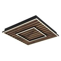 Led-deckenleuchte 67345d1 Woody - Dunkelbraun/Schwarz, Natur, Holzwerkstoff/Kunststoff (45/45/6cm) - Globo
