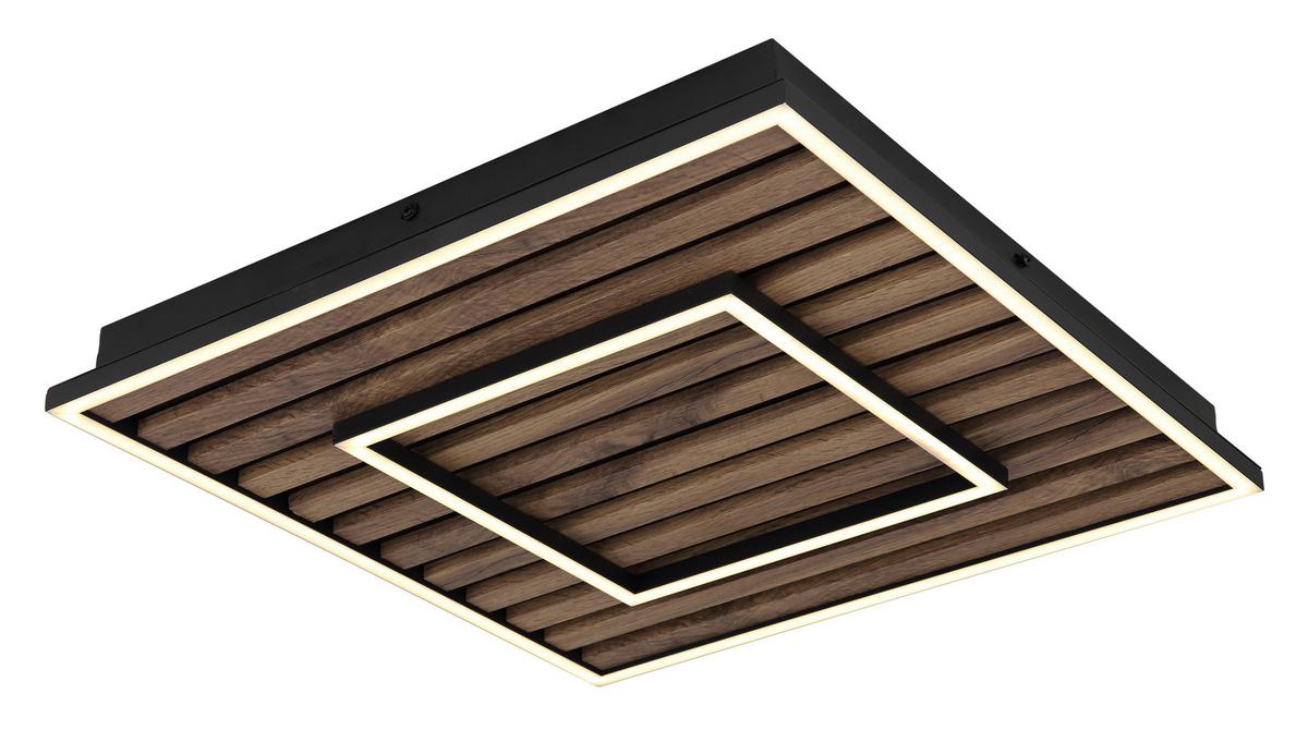 Led-deckenleuchte 67345d1 Woody - Dunkelbraun/Schwarz, Natur, Holzwerkstoff/Kunststoff (45/45/6cm) - Globo