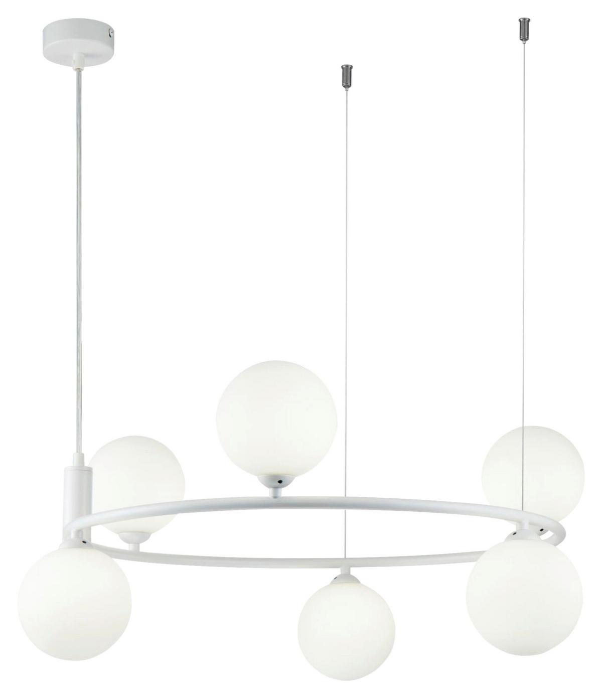 Hängeleuchte Ring H: 28 cm 6-Flammig - Weiß, Basics, Glas/Metall (58/28/58cm) - MAYTONI