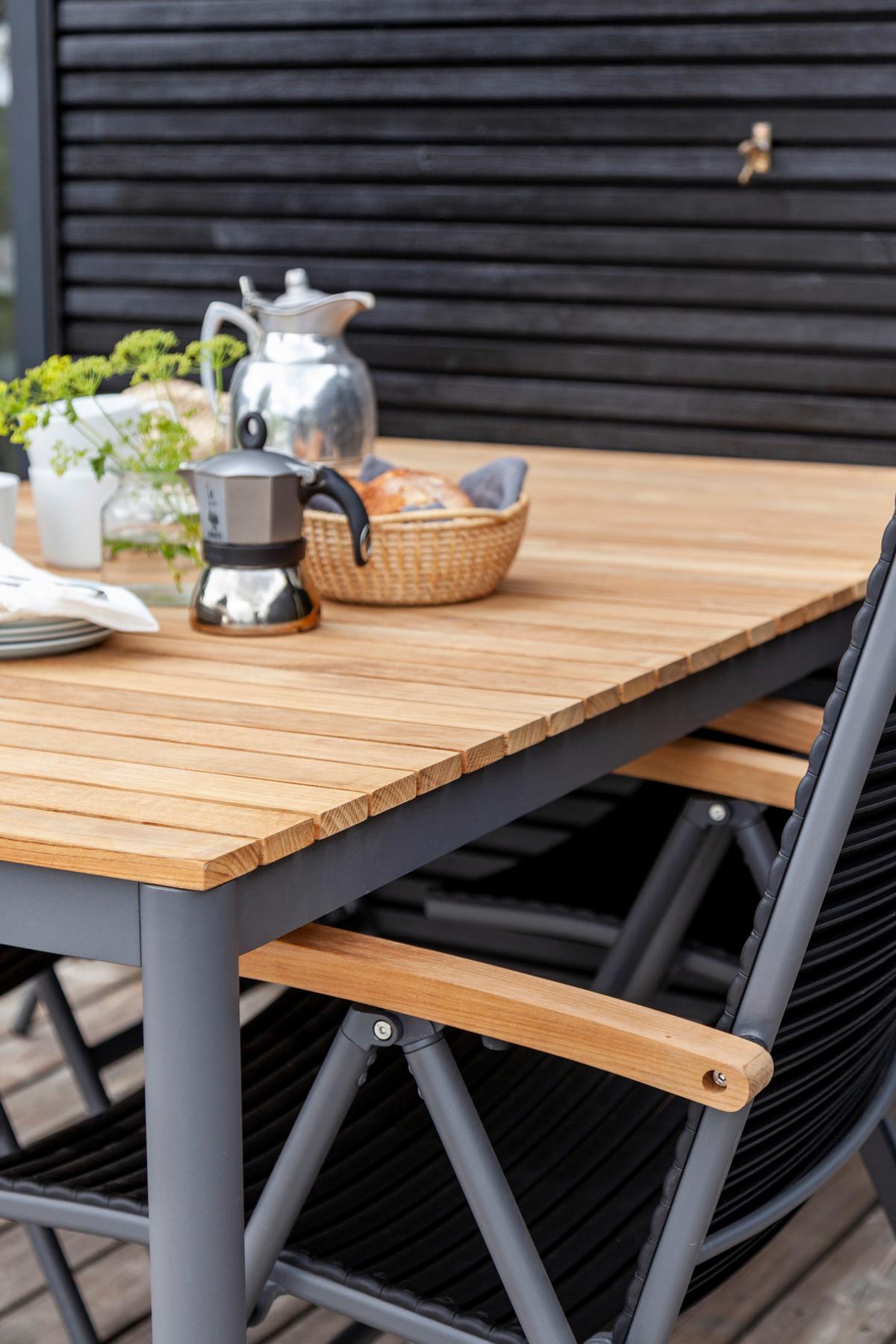 Gartentisch Mood Teakholz/Metall L 167,5 cm - Anthrazit/Teakfarben, KONVENTIONELL, Holz/Metall (167,5/100/74cm) - Gardenson