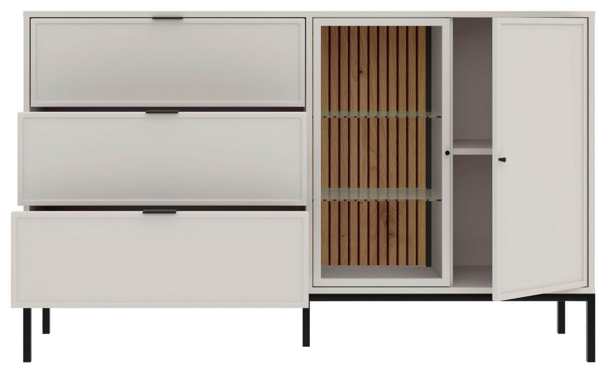 Kommode Deco Schwarz/Kaschmir B: 150,2cm - Kaschmir/Schwarz, Design, Glas/Holzwerkstoff (150,2/92/40cm) - MID.YOU