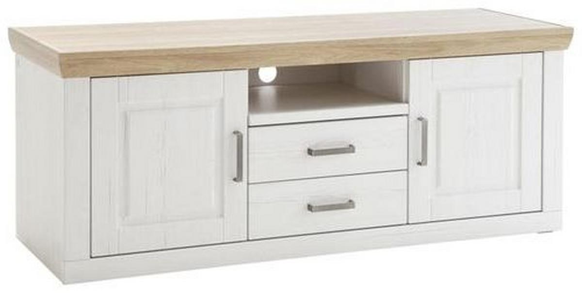 TV-Element Brixen B: 158 cm Eiche/Pinie Dekor - Eichefarben/Schwarz, LIFESTYLE, Holzwerkstoff (158/63/52cm) - Livetastic