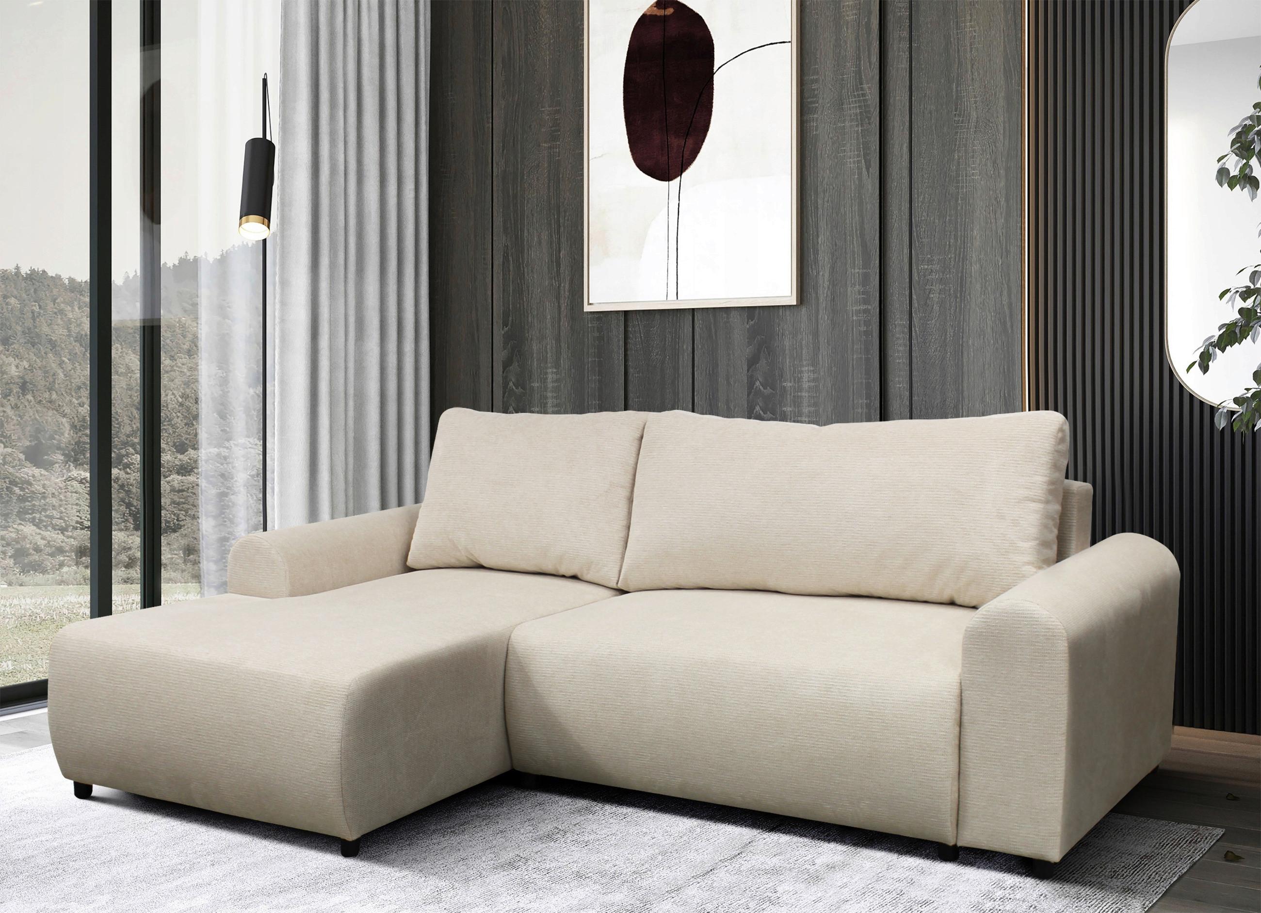Ecksofa Velo Beige S: 160x250 Cm - Beige/Schwarz, Design, Textil (160/250cm) - MID.YOU