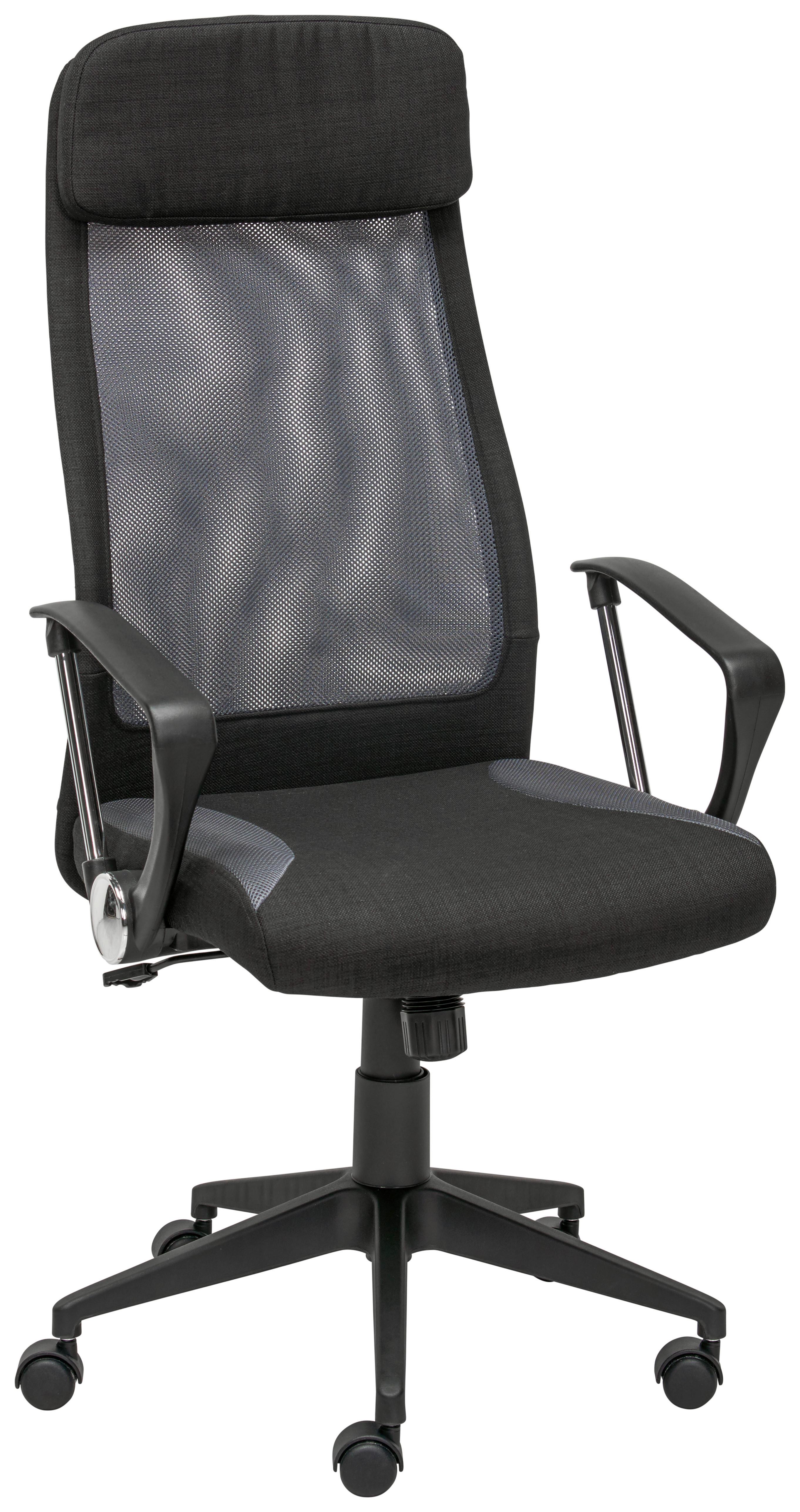 Bürostuhl Josh mit Armstützen Grau/Schwarz Bis 120 Kg - Schwarz/Grau, Design, Kunststoff/Textil (61/118-128/64cm) - MID.YOU