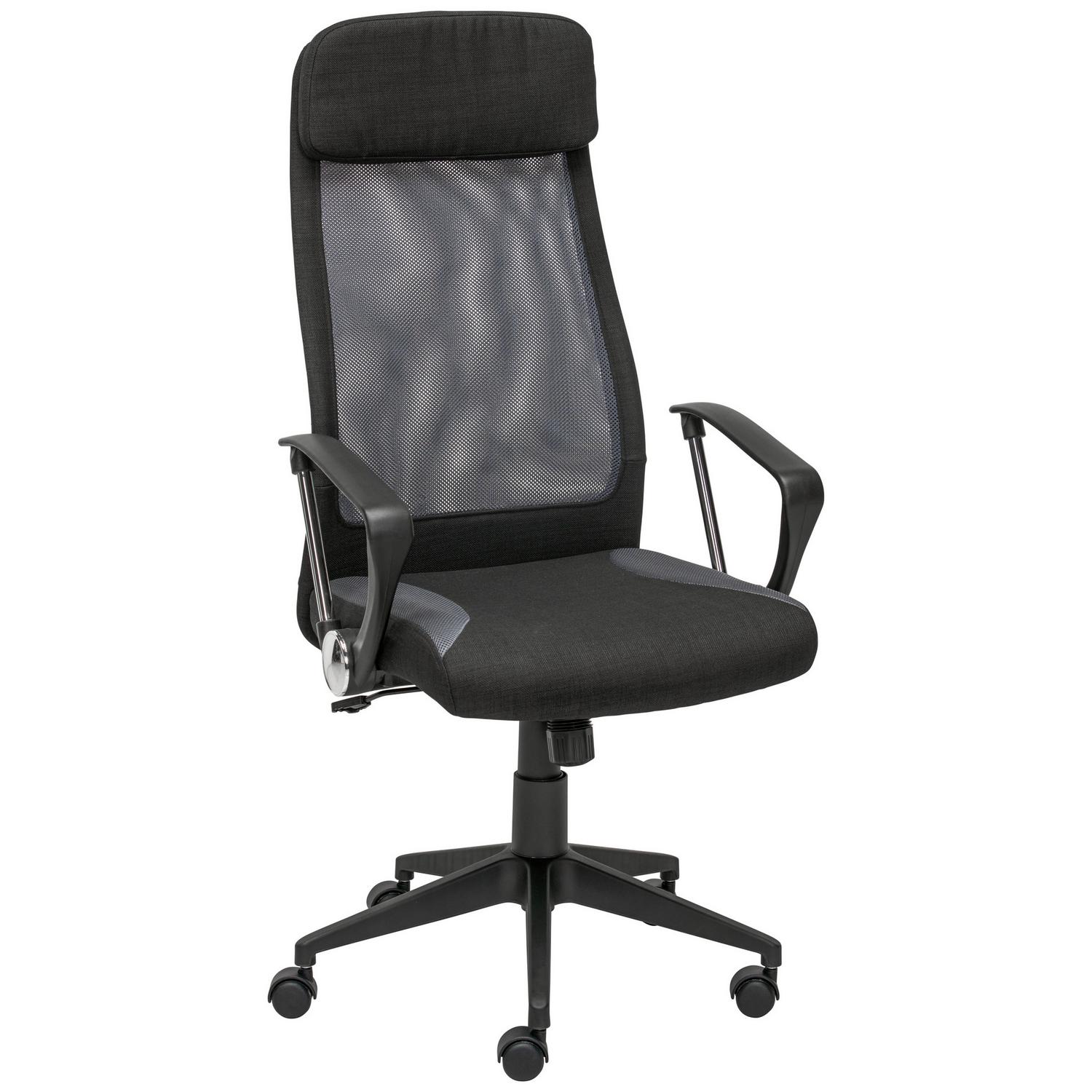 Bürostuhl Josh mit Armstützen Grau/Schwarz bis 120 kg Grau, Schwarz 61x118-128x64 cm