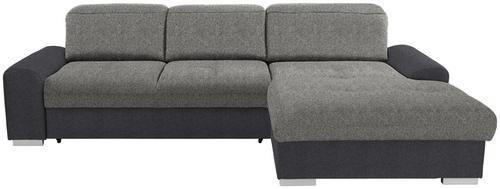 Ecksofa mit Schlaffunktion + Bettkasten Malaga, Webstoff - Dunkelgrau/Silberfarben, KONVENTIONELL, Textil (286/203cm) - Ondega