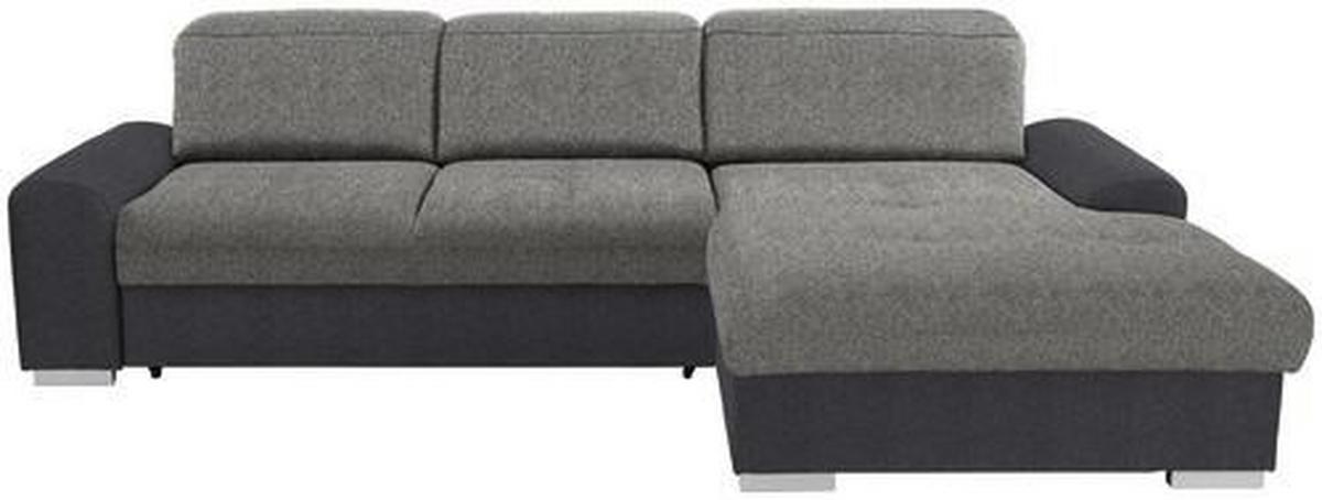 Ecksofa Mit Schlaffunktion + Bettkasten Malaga, Webstoff - Dunkelgrau/Silberfarben, KONVENTIONELL, Textil (286/203cm) - Ondega