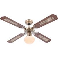 Deckenventilator Aston 4 Holzflügel, LED-Leuchte - Eichefarben, KONVENTIONELL, Glas/Holz (106,6/41,5cm) - Globo