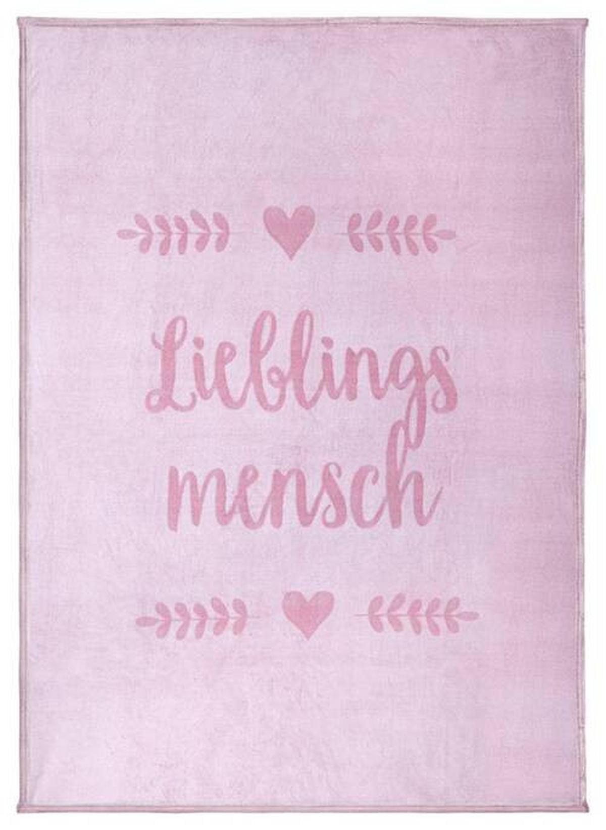 Kuscheldecke Sophia Rosa 130x170 cm Schriftzug - Rosa, MODERN, Textil (130/170cm) - Luca Bessoni