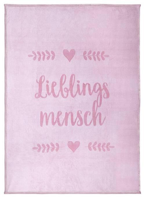 Kuscheldecke Sophia Rosa 130x170 cm Schriftzug