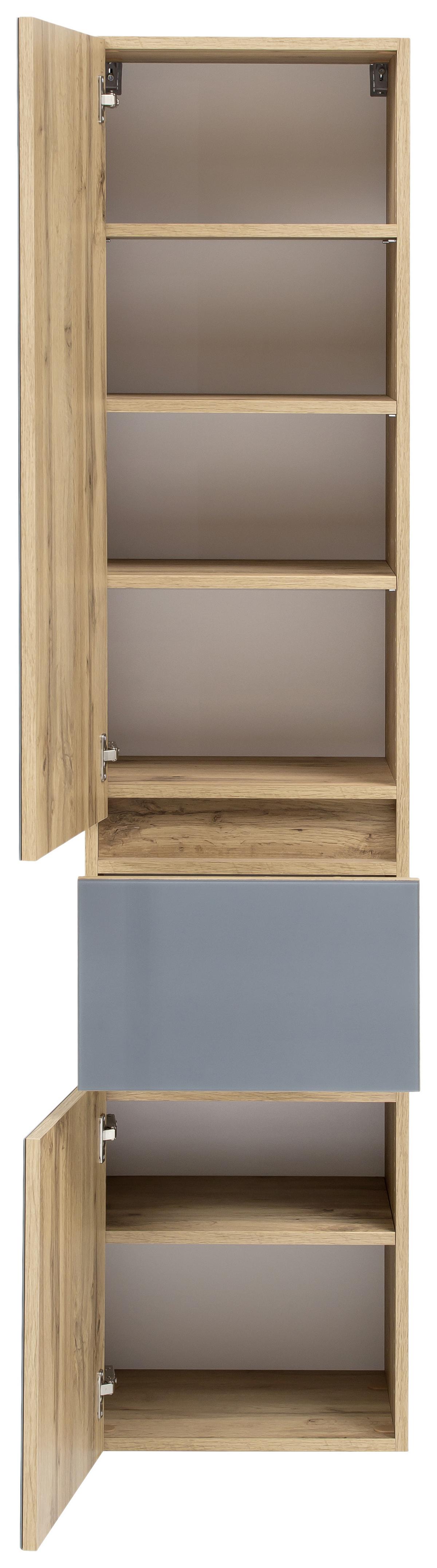 Badmöbel-Set 4-Tlg. inkl. LED Helsinki, Grau/Eiche - Eichefarben/Weiß, KONVENTIONELL, Glas/Holzwerkstoff (120cm) - Held
