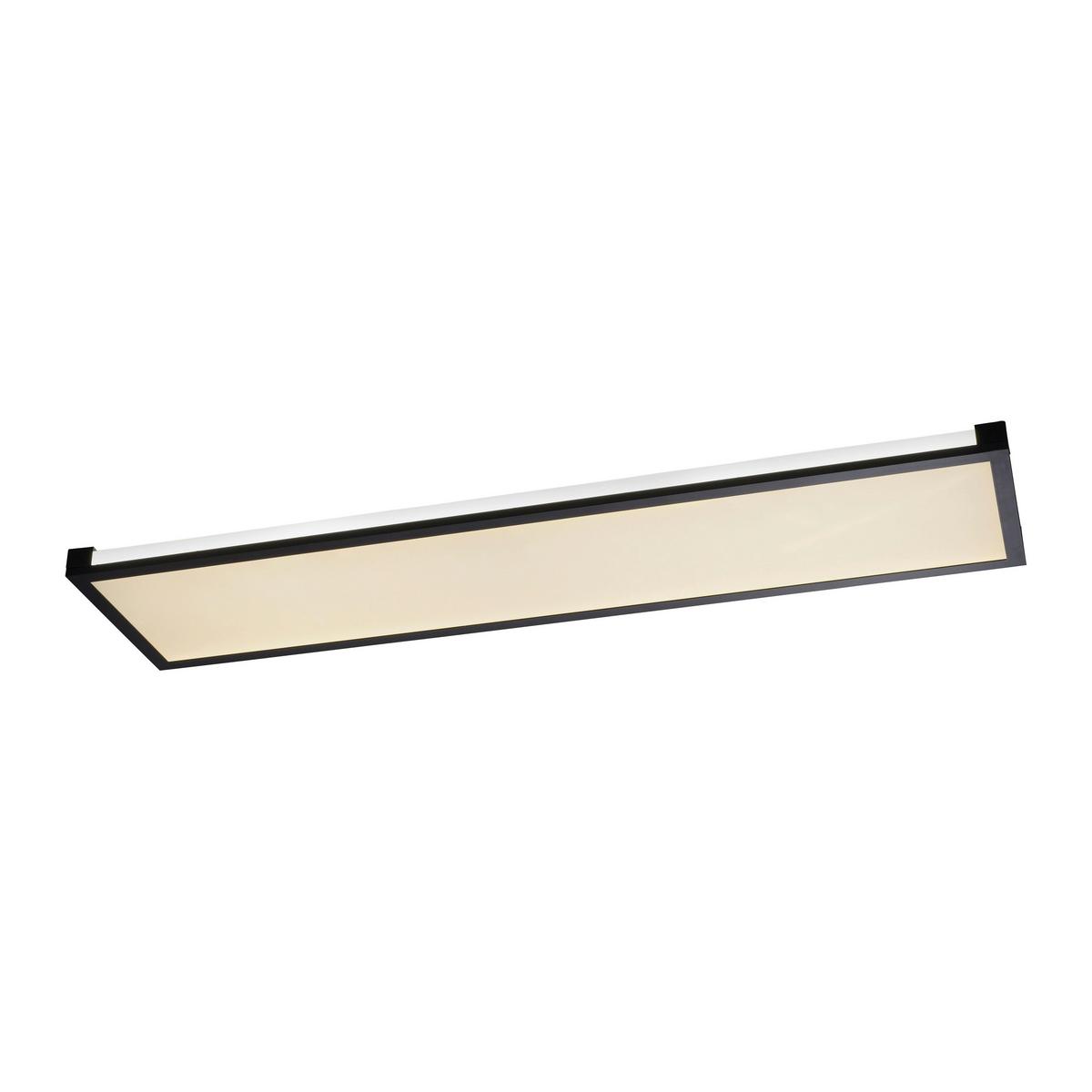 Deckenleuchte Mario L: 100 cm Rechteckig 2-Flammig dimmbar - Schwarz, Design, Kunststoff/Metall (100/25/7,1cm)