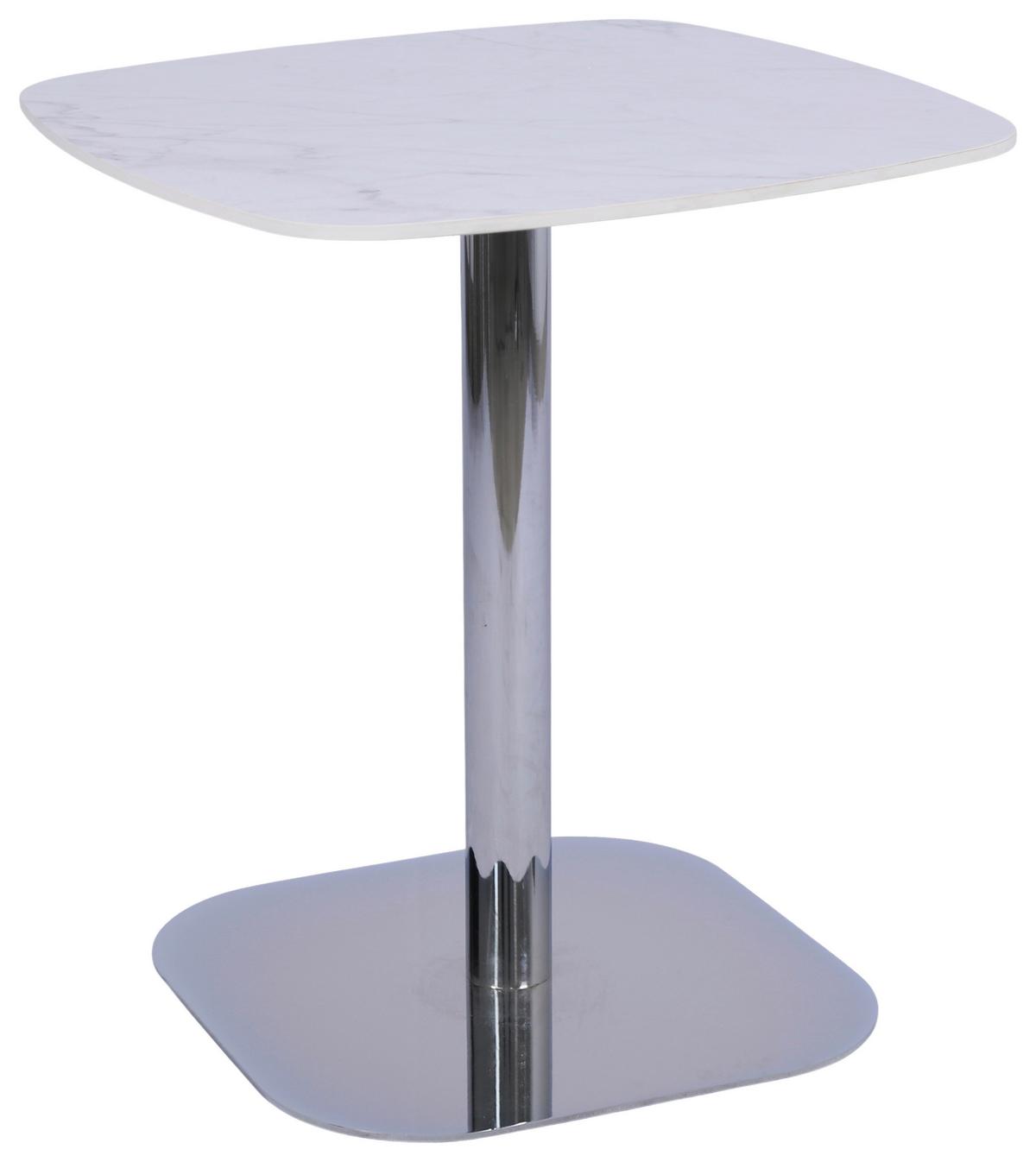 BISTRO STOLEK THEO -TREND- - bílá/barvy chromu, Moderní, kov/kámen (70/75/70cm) - Premium Living