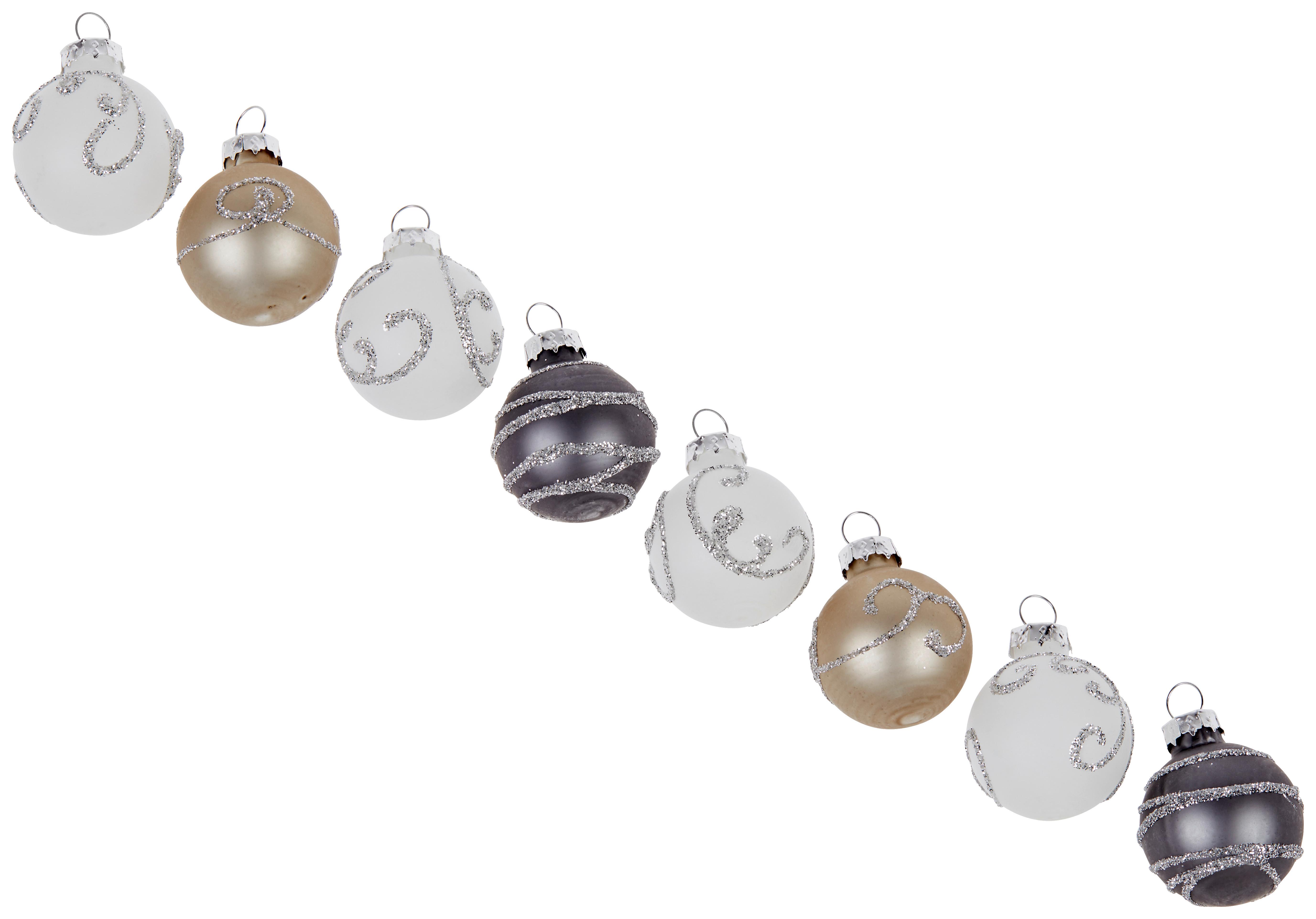 Christbaumkugel Glas Bunt Set Aus 8 Stück Glitzernd - Goldfarben/Schwarz, MODERN, Glas (3,3/3,3cm)