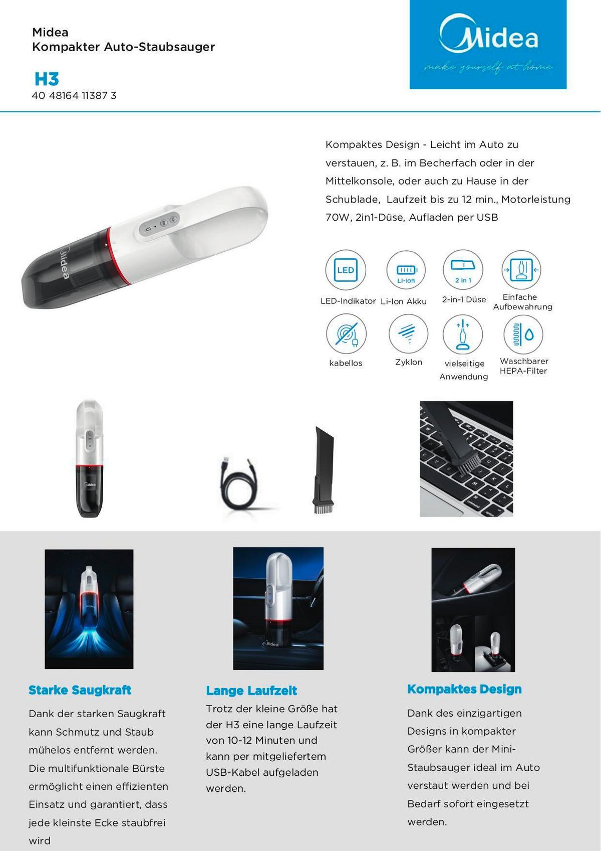 Akku-handstaubsauger Robert - MODERN, Kunststoff (7,6/32,6/7,6cm) - Midea