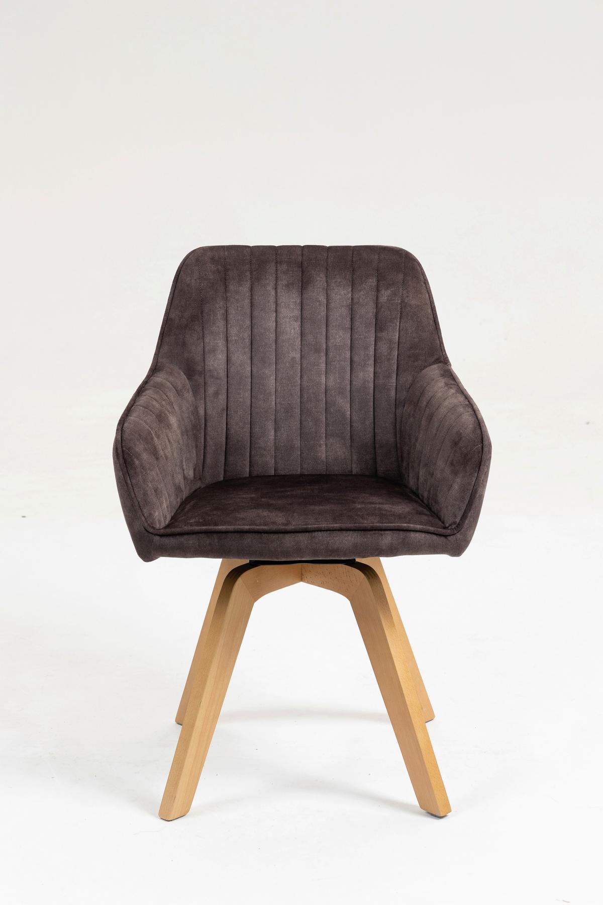 Armlehnstuhl Hanna Dunkelbraun,sitzfl. 180° Drehb - Dunkelbraun/Buchefarben, KONVENTIONELL, Holz/Textil (63/83/63cm)