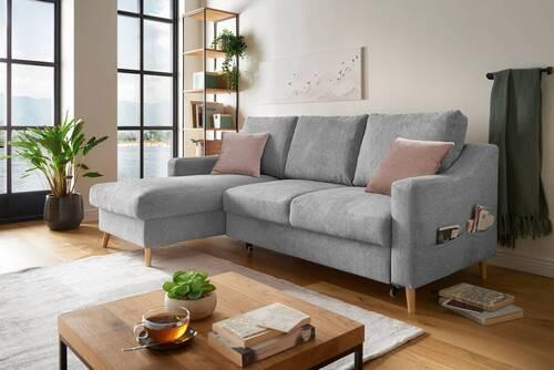 Ecksofa Valentina Grau S: 150/228 cm - Dunkelrosa/Naturfarben, Design, Textil (150/228cm) - MID.YOU