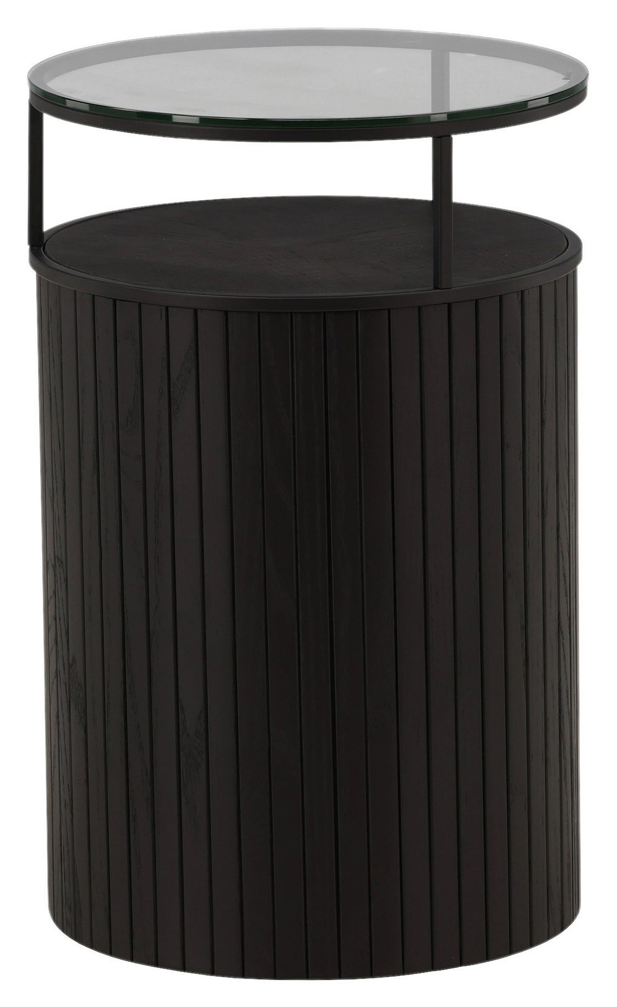 Beistelltisch Bovall - Schwarz, Design, Glas/Holz (37/37/58cm) - Livetastic