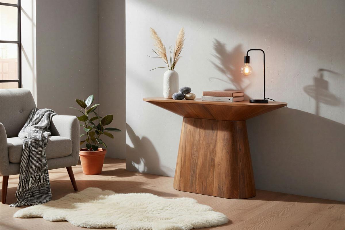 KONSOLENTISCH Naturfarben L: 120cm - Naturfarben, Design, Holz (120/40/77cm) - MID.YOU