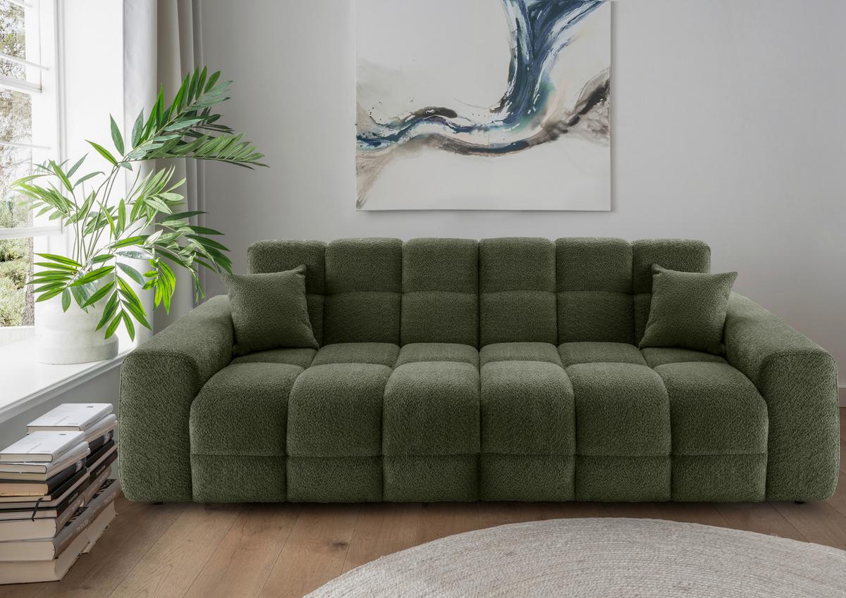 Viersitzer-Sofa Bosco, Dunkelgrün B: 300 cm - Waldgrün/Schwarz, MODERN, Textil (300/87/120cm) - Livetastic