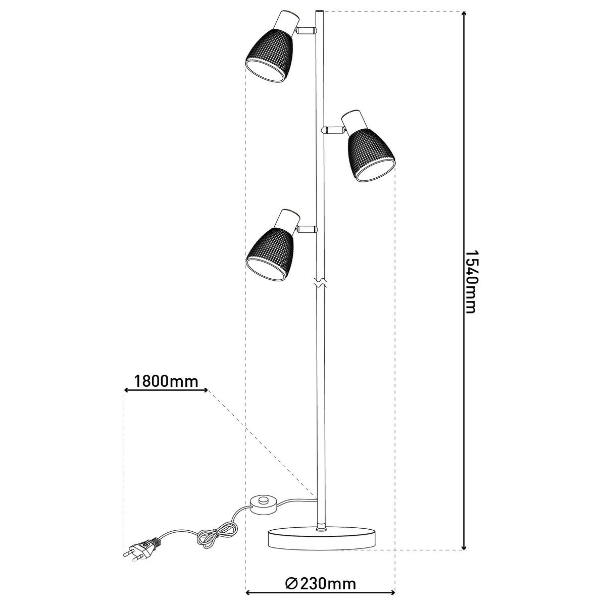 Stehleuchte Exkl. E14, 40w - Schwarz, LIFESTYLE, Glas/Metall (23/154cm) - Näve