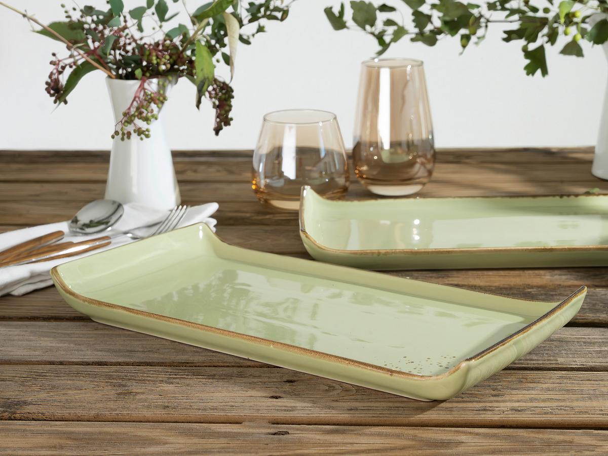 SERVIERPLATTEN-SET 33014 NATURE COLLECTION - Grün, Trend, Keramik (16,5/33cm) - Creatable