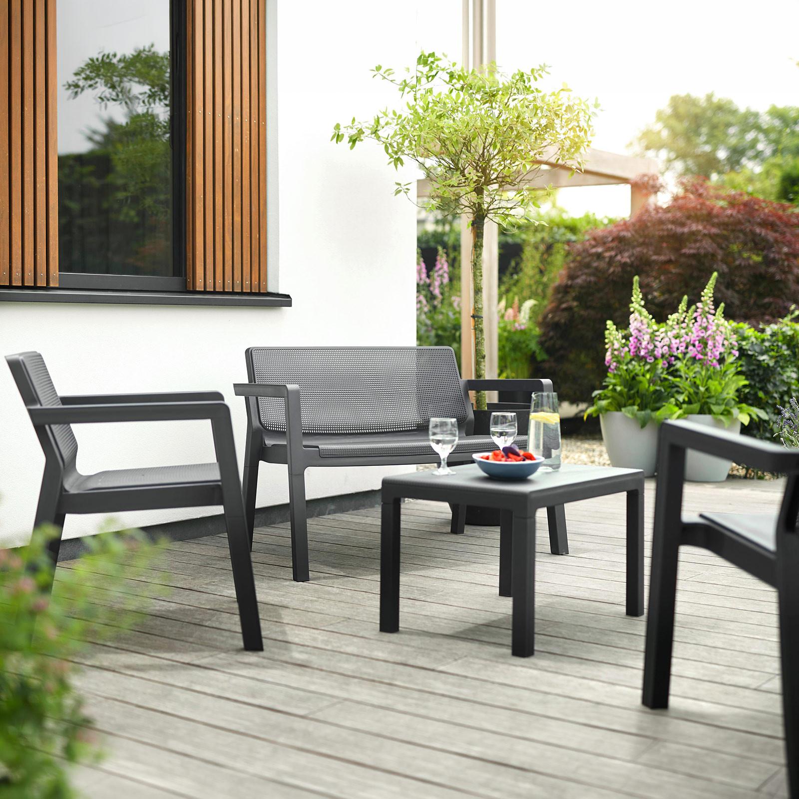 Gartengarnitur 4-Tlg. Emily Kunststoff - Graphitfarben, Basics, Kunststoff (111/68/75cm) - Keter
