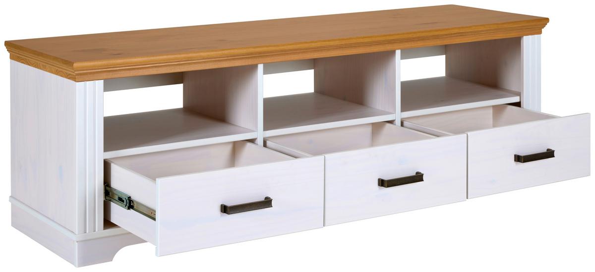 TV-Lowboard Maluno B: 166 cm Kiefer Massiv Weiß - Eichefarben/Weiß, MODERN, Holz (166/53/48cm) - Livetastic