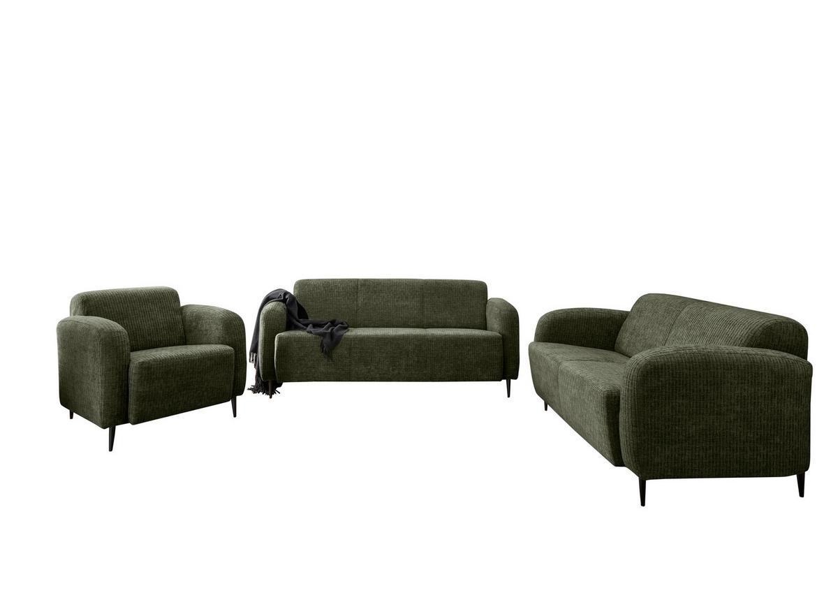 Sessel Marone Olivgrün B: 85cm - Schwarz/Olivgrün, MODERN, Textil (85/76/90cm) - Livetastic