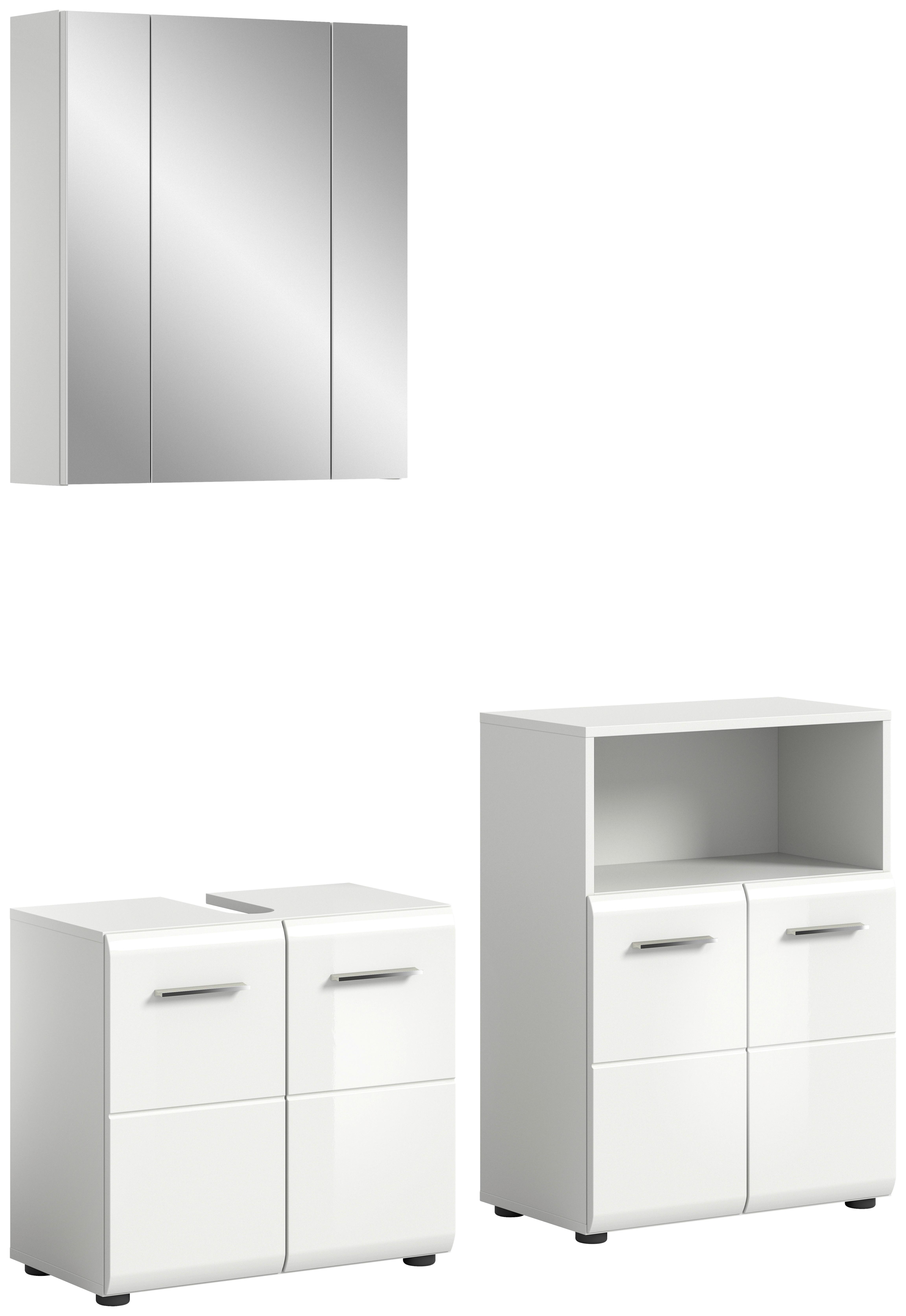 Badezimmer Ice Weiß Hg B: 120 cm - Weiß Hochglanz/Schwarz, MODERN, Glas/Holzwerkstoff (120cm) - MID.YOU
