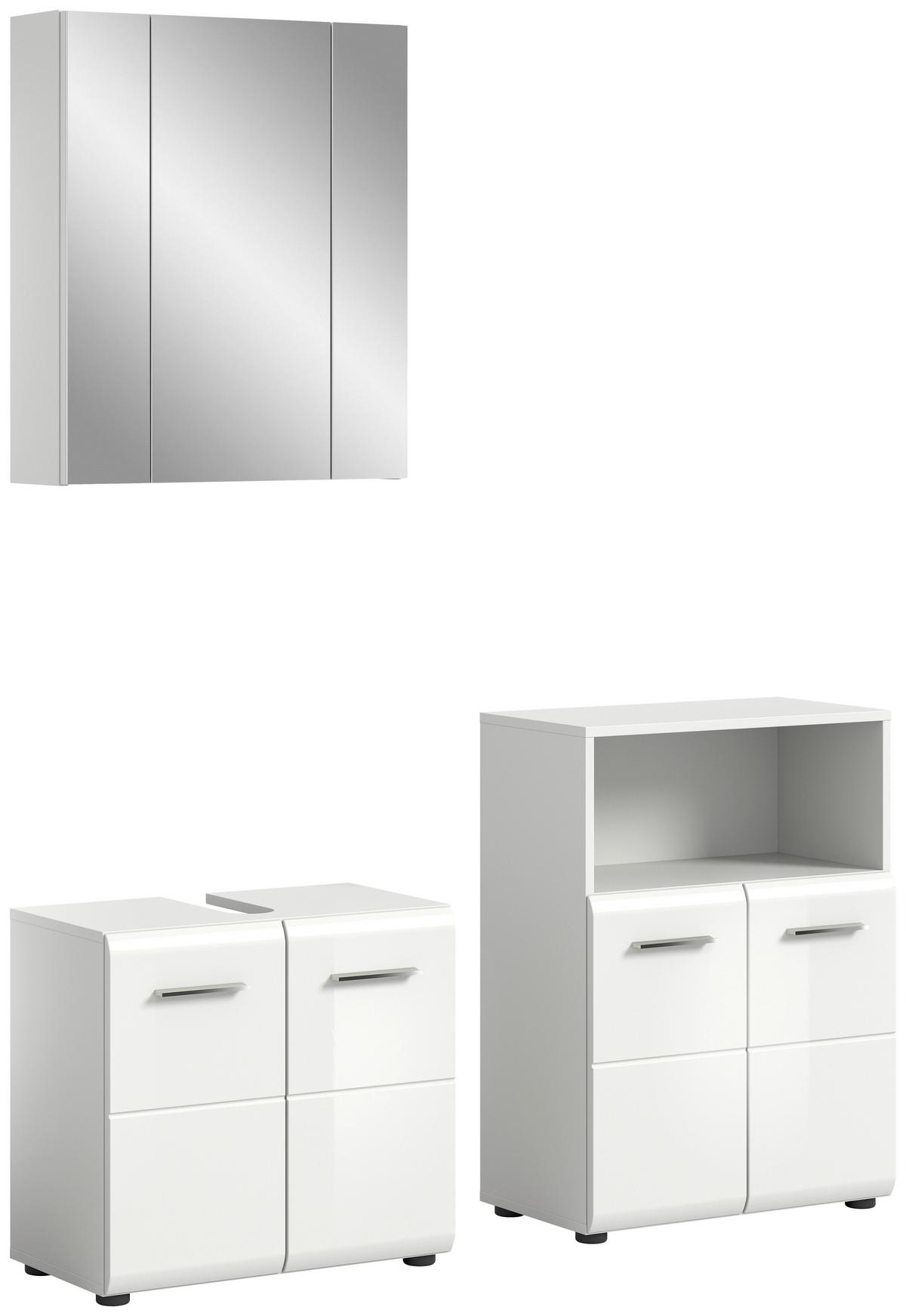 Badezimmer Ice Weiß Hg B: 120 cm - Weiß Hochglanz/Schwarz, MODERN, Glas/Holzwerkstoff (120cm) - MID.YOU