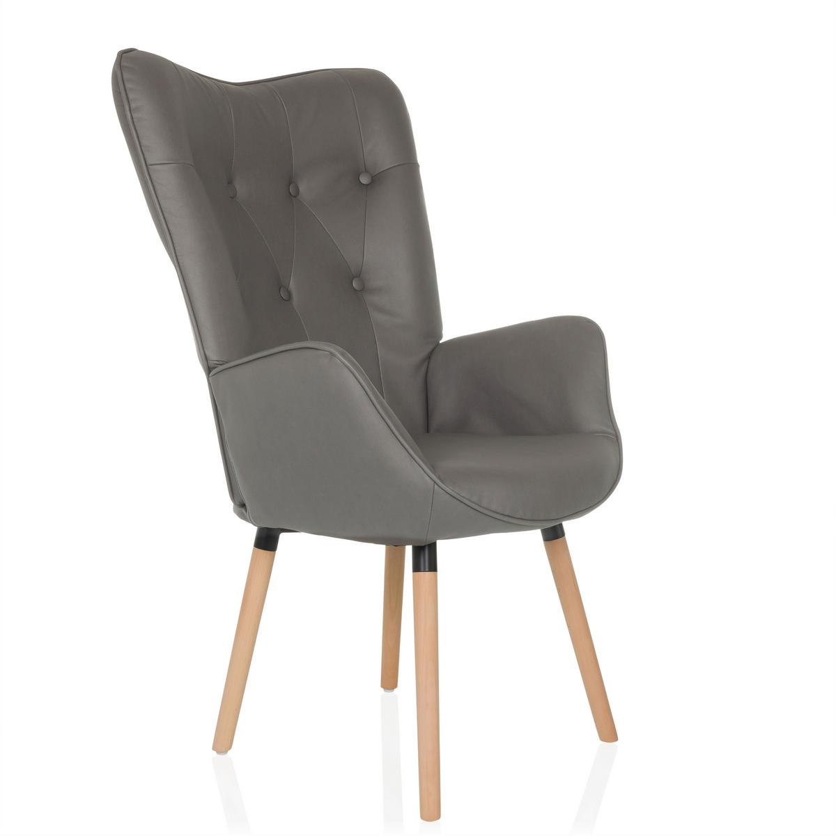 Ohrensessel Havenio I Grau B: 70 cm - Buchefarben/Grau, MODERN, Textil (70/106/75cm) - MID.YOU