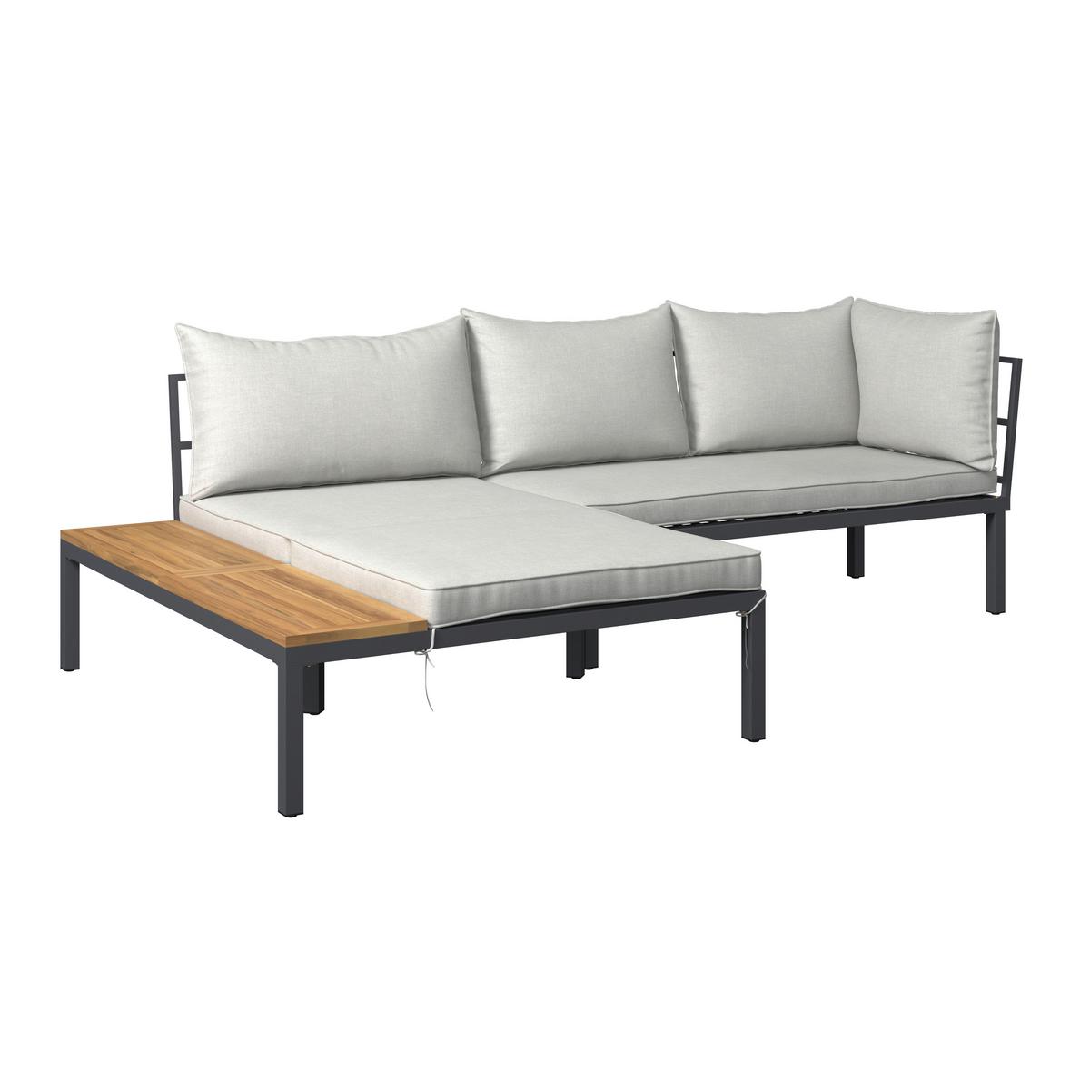 Loungegarnitur Santa Monica - Grau/Akaziefarben, MODERN, Holz/Kunststoff (152/271cm) - Beldano