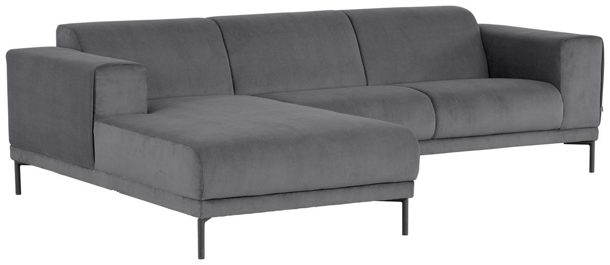 Ecksofa Erno Grau S: 262 cm - Schwarz/Grau, Design, Textil (262/183cm) - MID.YOU