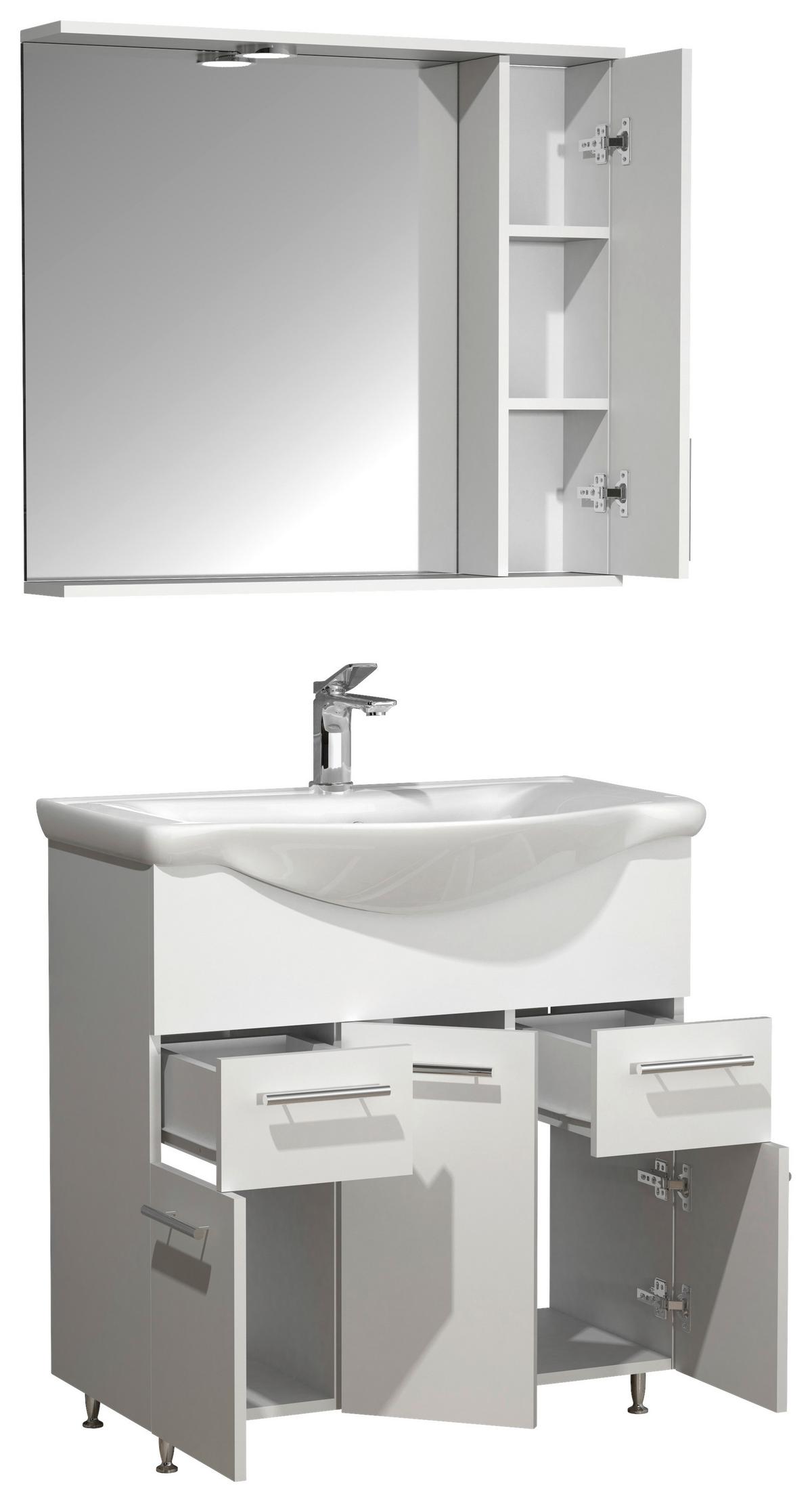 Badezimmer Lisalo Xl - Silberfarben/Weiß, MODERN, Glas/Keramik (75cm) - MID.YOU