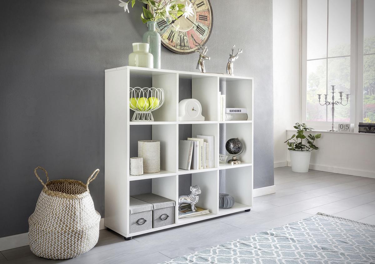 Viacúčelový regál zara biely - čierna/biela, Konventionell, kompozitné drevo/plast (108/104/29cm) - MID.YOU