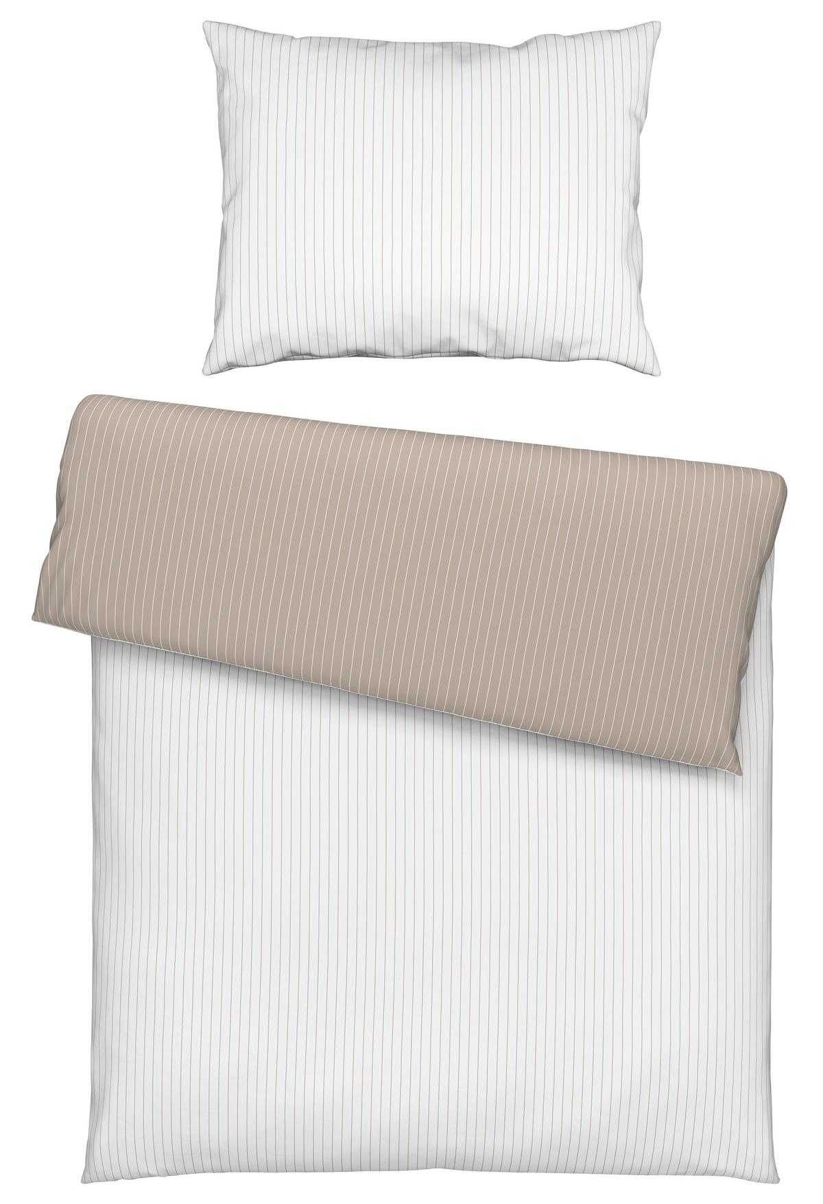Posteľná bielizeň Twill streif, 70/90 140/200cm - biela/béžová, Modern, textil (140/200cm) - Mömax