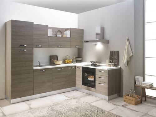 Eckküche Sofia mit Geräten 270x195 cm Weiß/Eiche Dekor - Eiche grau/Magnolie, LIFESTYLE, Holzwerkstoff/Kunststoff (270/195cm) - MID.YOU