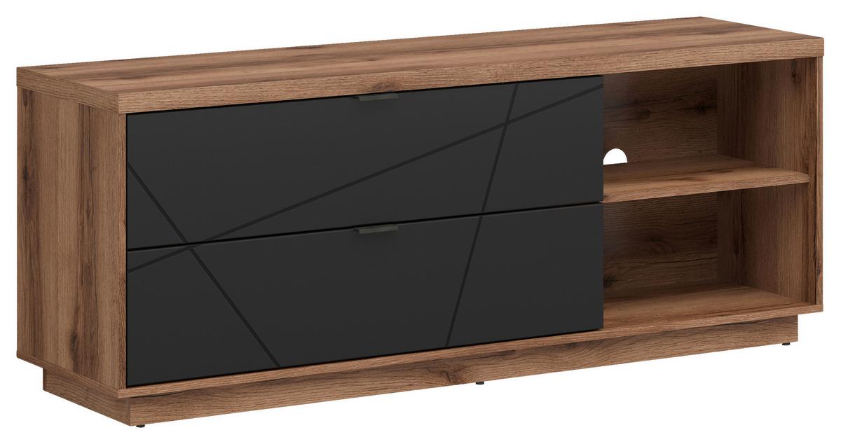 Lowboard Forn Tv Stand - Eichefarben/Schwarz, Design, Holzwerkstoff (156/61/42,5cm)