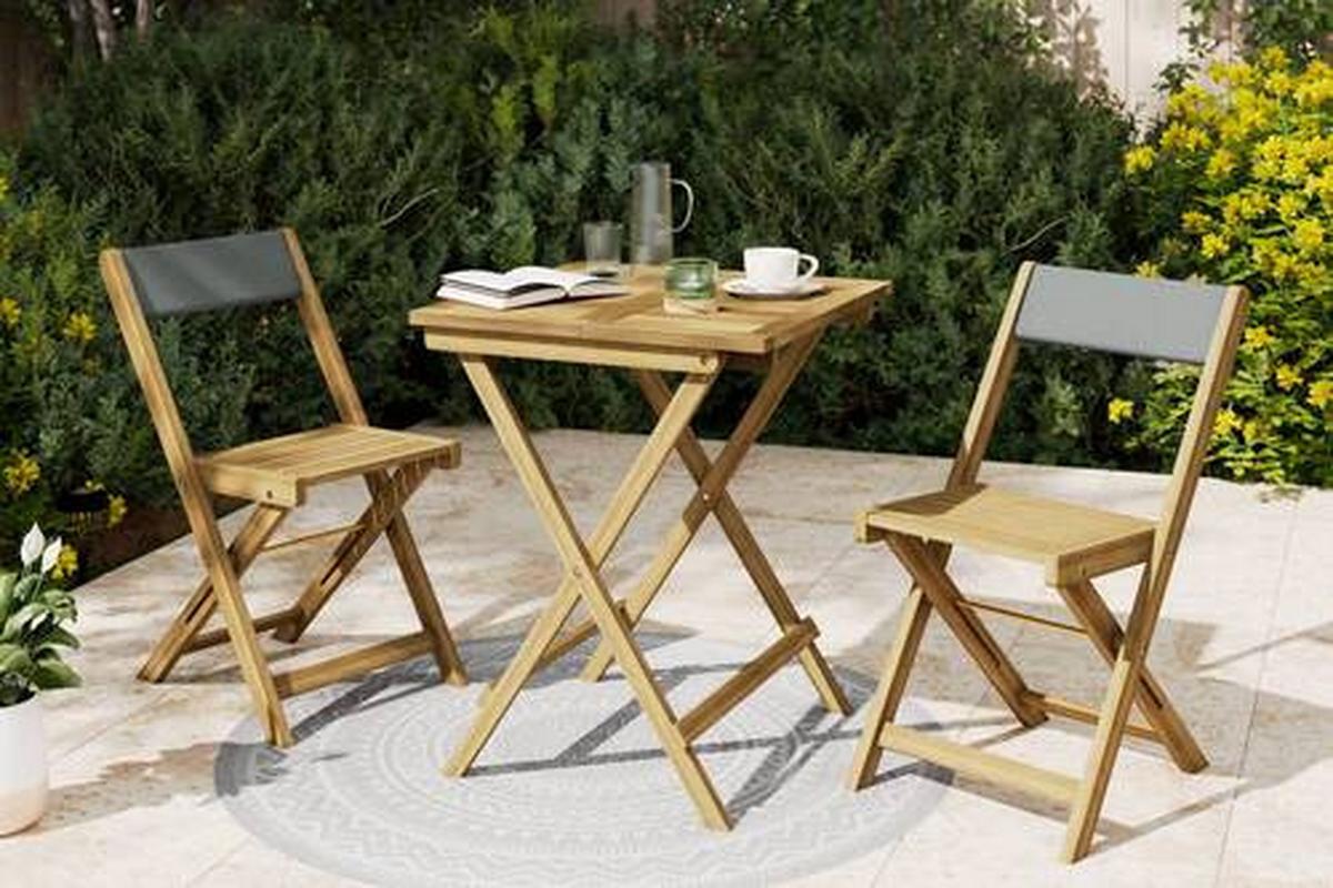 Balkonmöbel Set Meran Akazienholz Mit Kissen - Akaziefarben, MODERN, Holz (60/42/72/77/60/47cm) - James Wood
