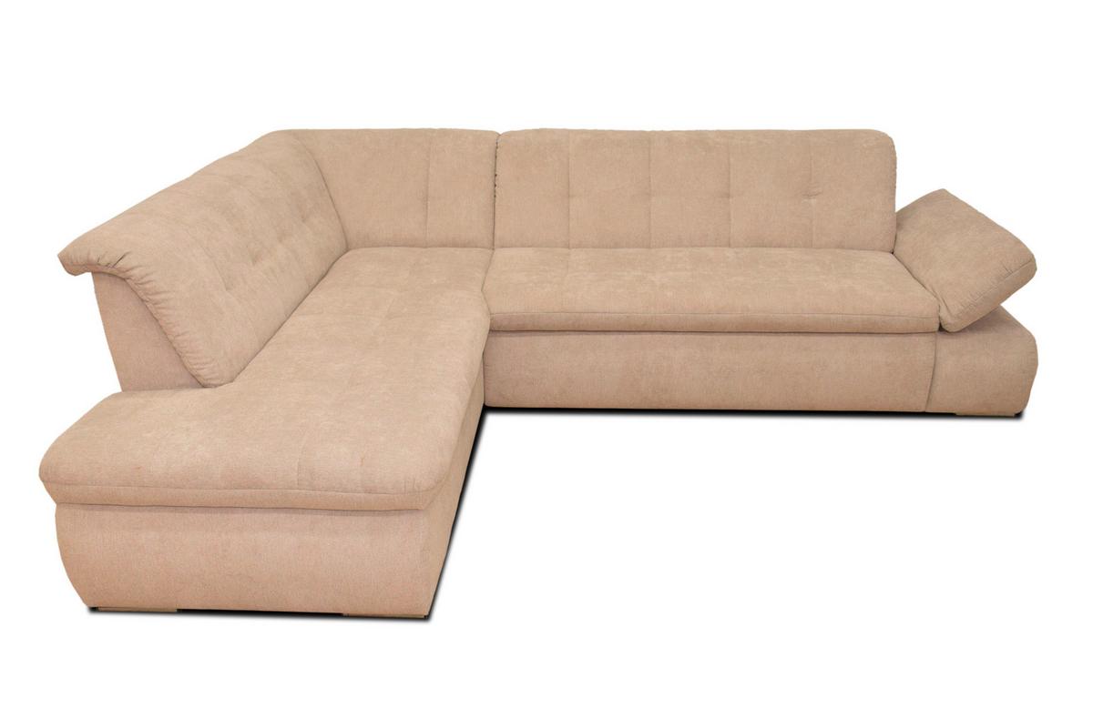 Ecksofa Mit Schlaffunktion Moric Beige Mikrofaser - Chromfarben/Beige, KONVENTIONELL, Textil (216/273cm) - MID.YOU