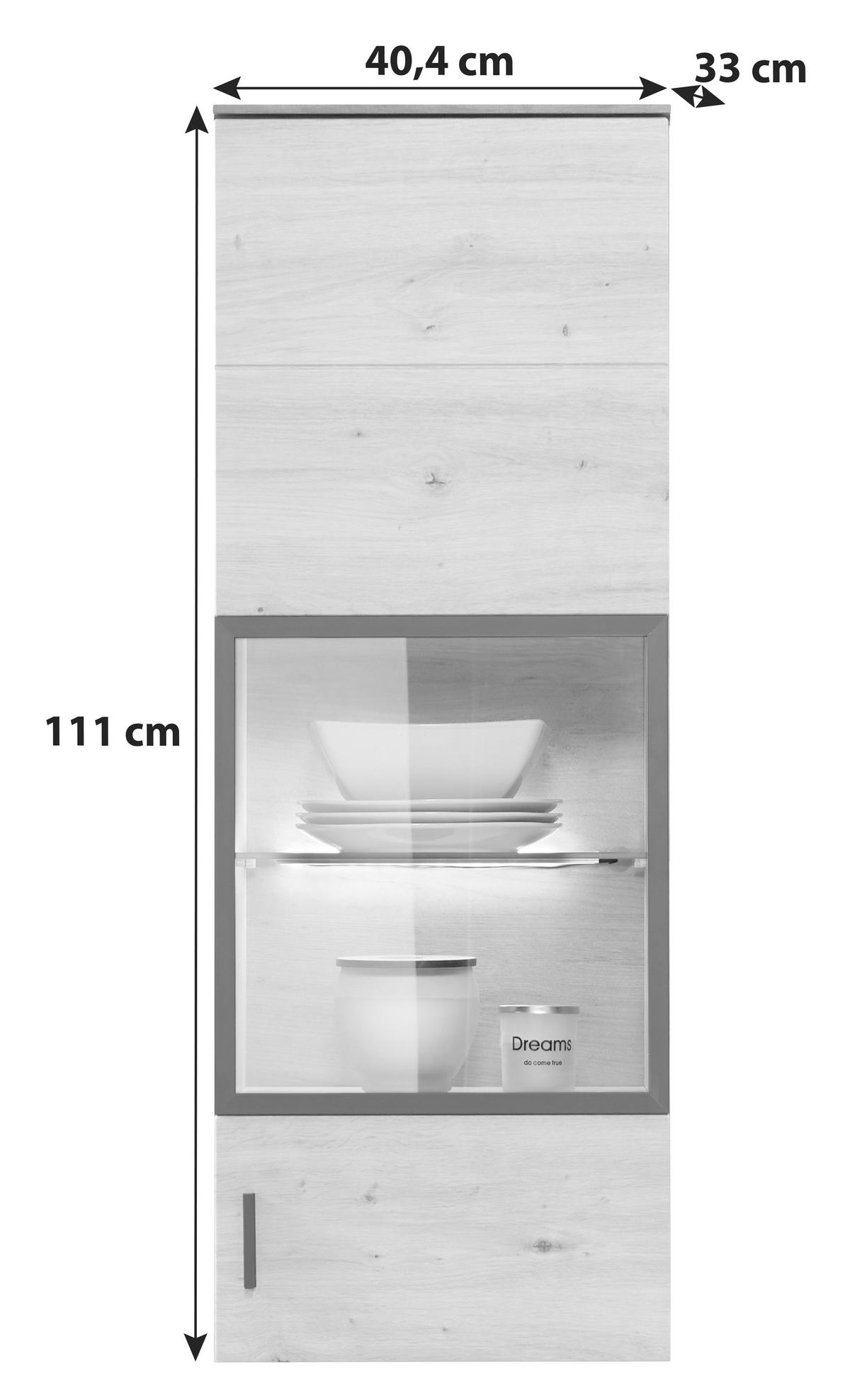 ZÁVESNÁ VITRÍNA TONALE - čierna/sivá, Modern, kompozitné drevo/plast (40,4/111/33cm)
