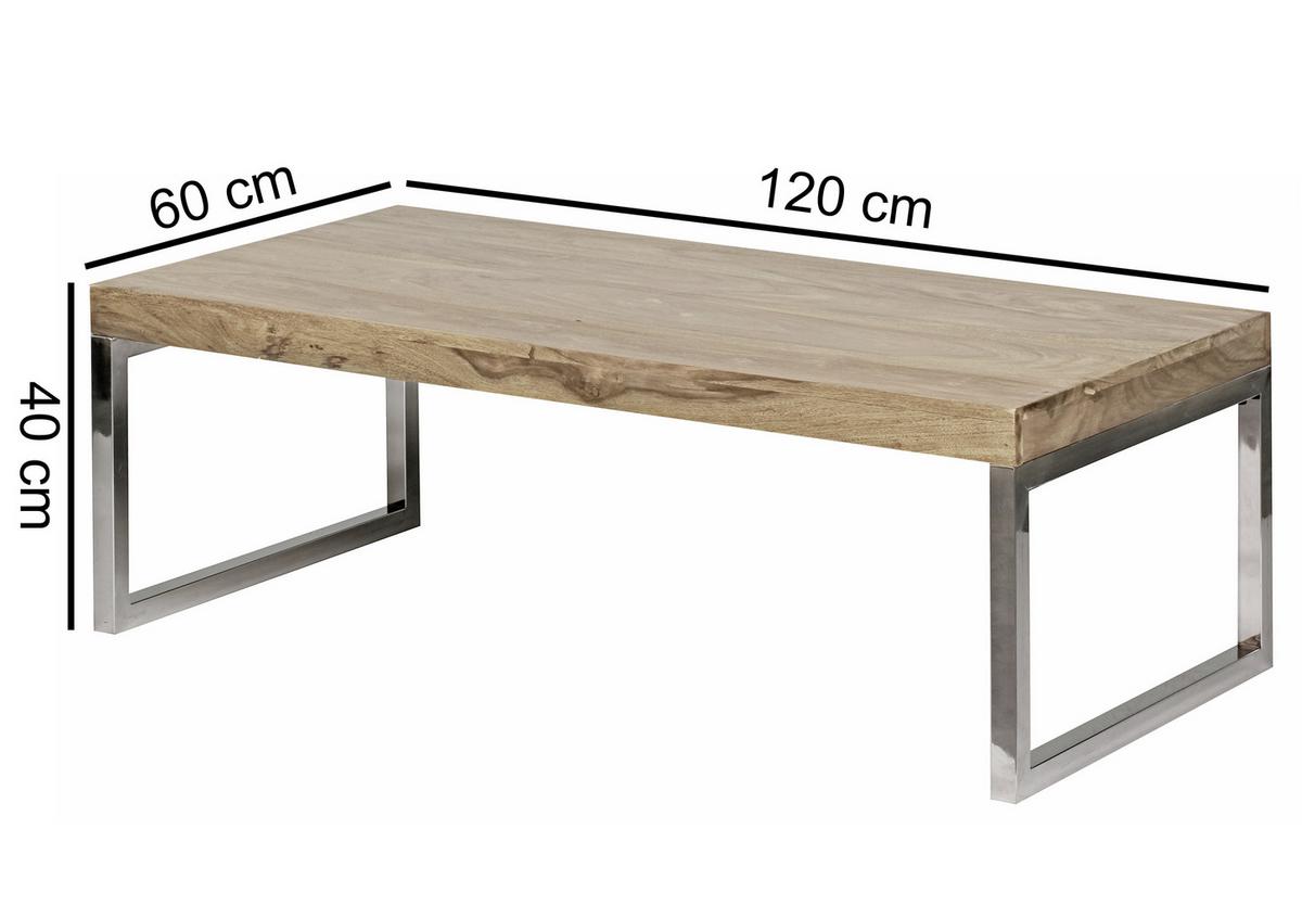 Konferenčný stolík Guna masív - farba akácie/chrómová, Design, kov/drevo (120/60/40cm) - MID.YOU