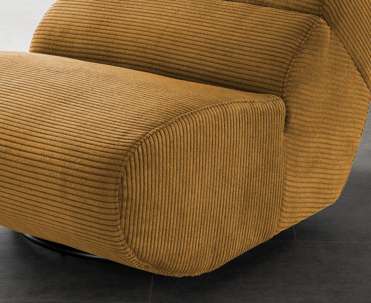 Sessel Lucera Goldfarben 360° Drehbar, B: 74 Cm - Goldfarben/Schwarz, Design, Textil (74/85/105cm) - Livetastic