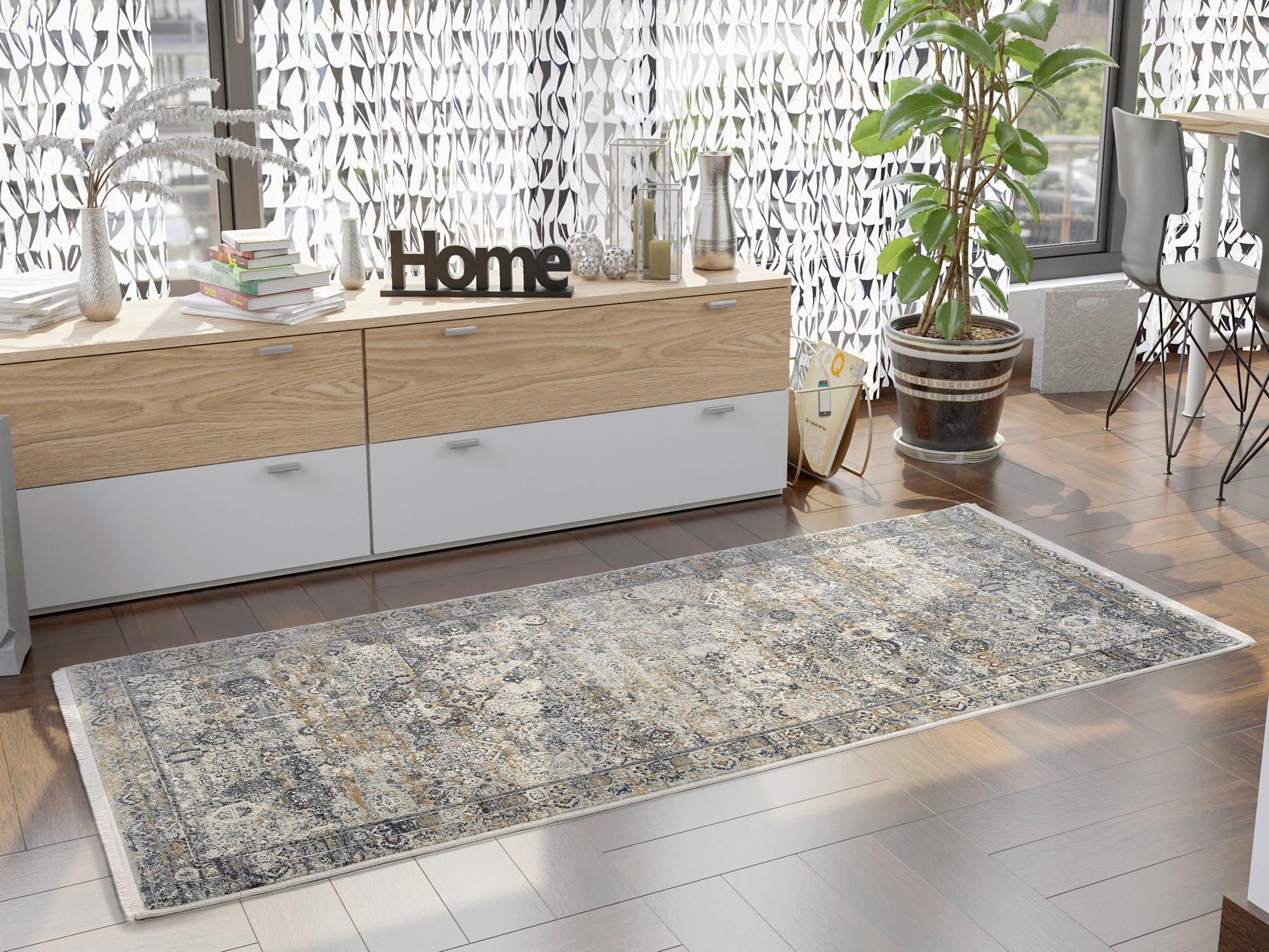 Teppich Läufer Grau/Goldfarben Toulon 80x250 cm - Goldfarben/Grau, LIFESTYLE, Textil (80/250cm) - Dieter Knoll