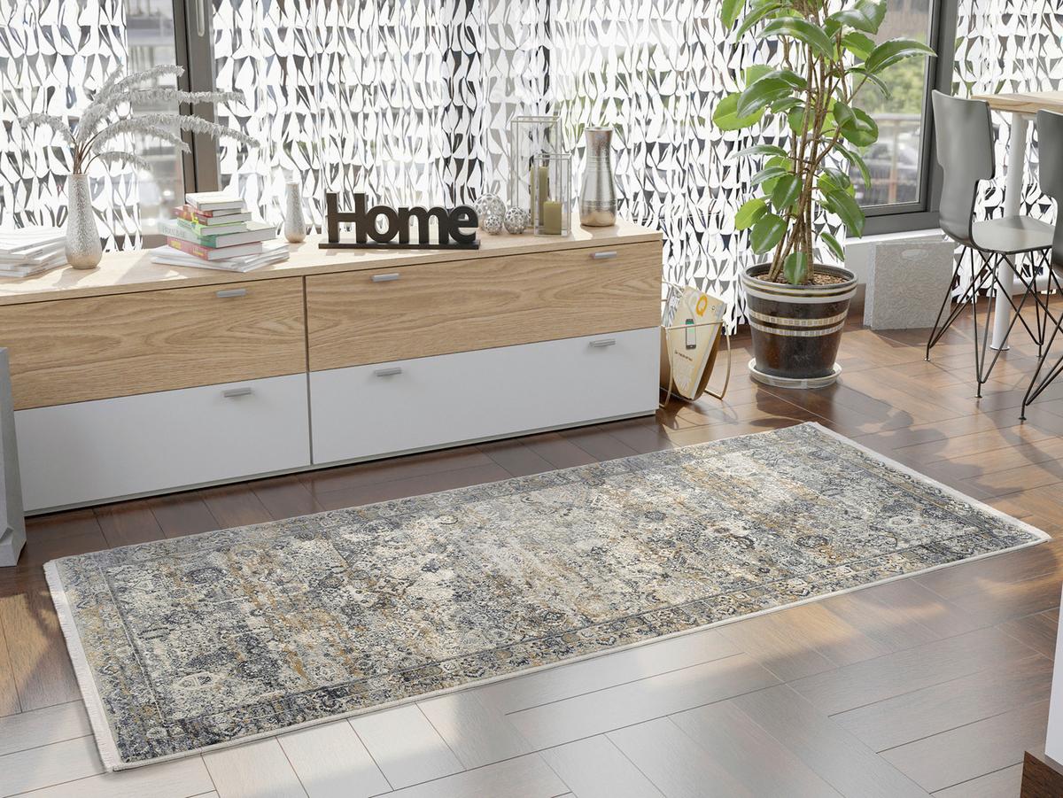Teppich Läufer Grau/Goldfarben Toulon 80x200 cm - Goldfarben/Grau, LIFESTYLE, Textil (80/200cm) - Dieter Knoll
