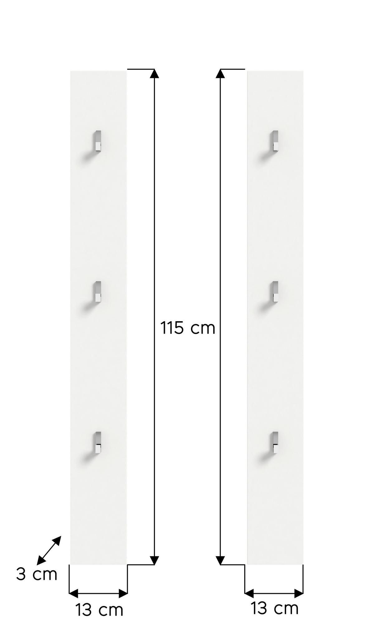 Garderobenpaneel Projekt X Weiß T: 13 cm - Weiß Hochglanz/Weiß, Design, Holzwerkstoff (13cm) - Livetastic