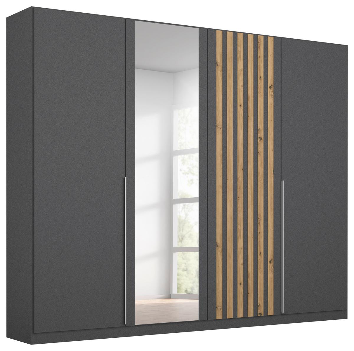 Drehtürenschrank 226 cm Lamella Grau/Eiche Dekor - Eiche Artisan/Grau, MODERN, Holzwerkstoff (226/210/54cm) - Rauch Möbel